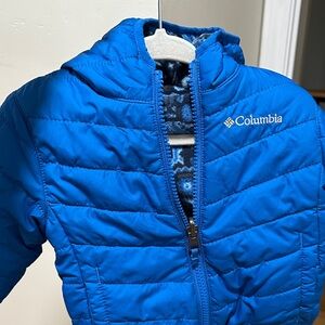 Columbia Vibrant Blue Quilted Jacket reversible fleece